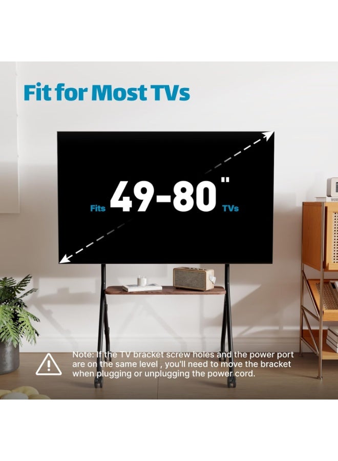 XICEN Mobile TV Stand for 49-80 Inch TV Screens, Floor TV Mount with Shelf, Height Adjustable TV Cart  for Office, School, Home, Meeting Room - Image 2