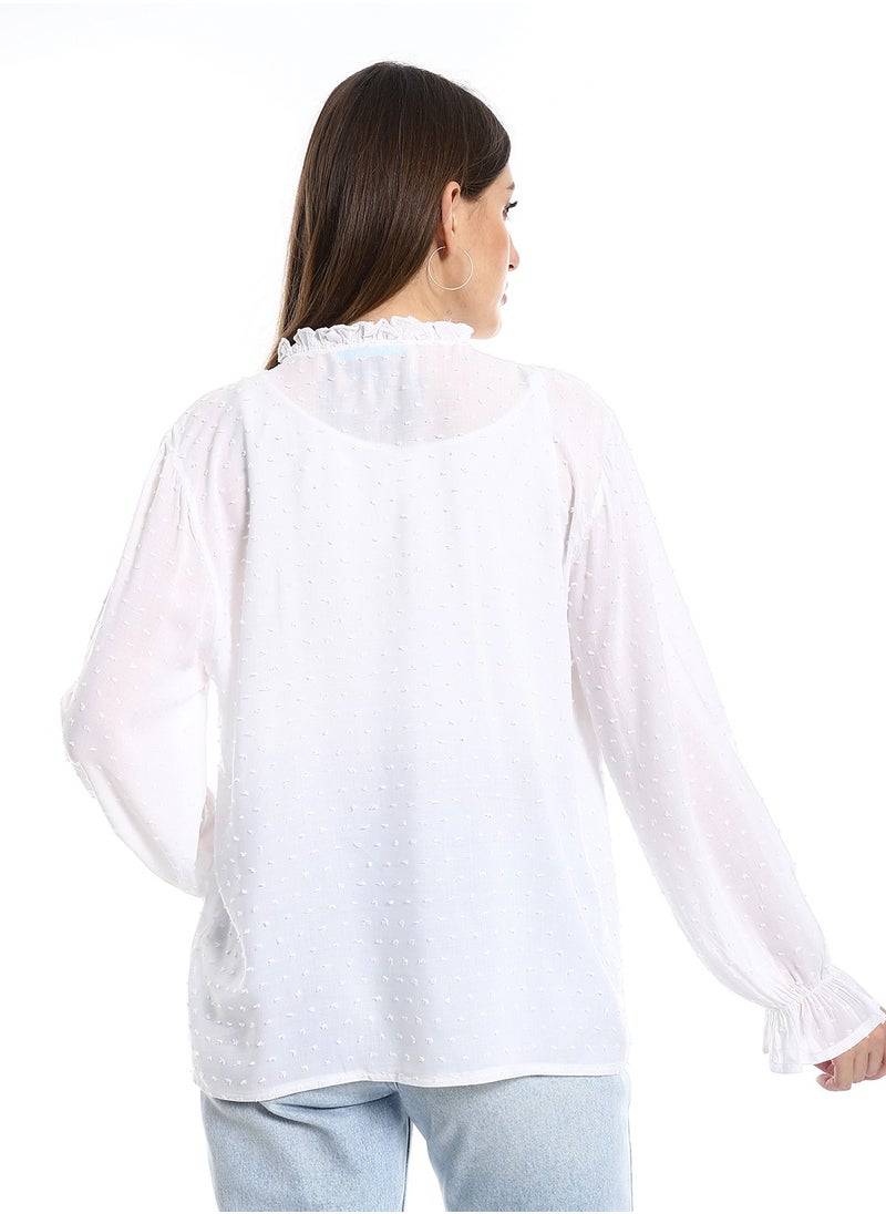 Classic white blouse with a front cut