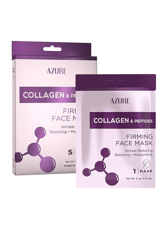 Azure Cosmetics Azure Collagen & Peptides Lifting Sheet Facial Mask Restoring Smoothing & Moisturizing Face Mask Helps Reduce Fine Lines & Wrinkles Smooths & Repairs Skin Care Made In Korea 5 Pack - Image 1