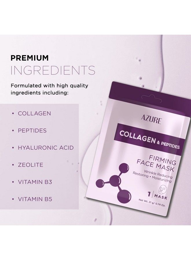Azure Cosmetics Azure Collagen & Peptides Lifting Sheet Facial Mask Restoring Smoothing & Moisturizing Face Mask Helps Reduce Fine Lines & Wrinkles Smooths & Repairs Skin Care Made In Korea 5 Pack - Image 3