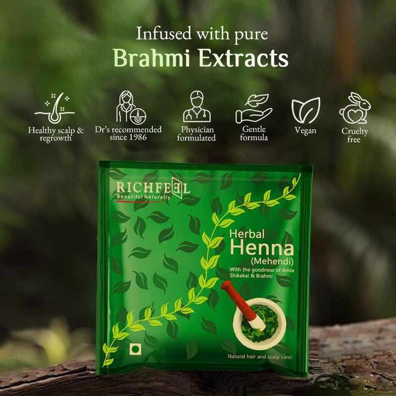 Richfeel Heena Mehendi Powder Natural Hair Color and Conditioning with the goodness of Amla Shikakai  Brahmi  100 g Pack of 7 - Image 2