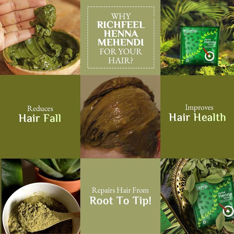 Richfeel Heena Mehendi Powder Natural Hair Color and Conditioning with the goodness of Amla Shikakai  Brahmi  100 g Pack of 7 - Image 4