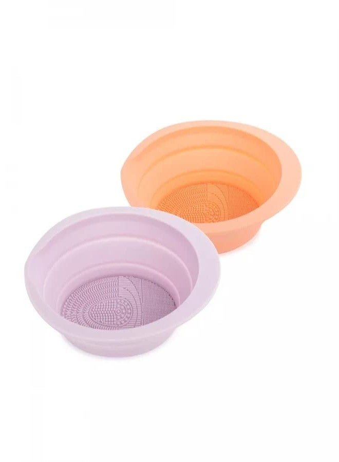 NVF Makeup Brush Cleaning Mat, Soft and Durable Silicone Cosmetic Cleaner Pad, Foldable Makeup Brush Cleaning Bowl, Portable Washing Tool Scrubber with 4 Textures - Image 1