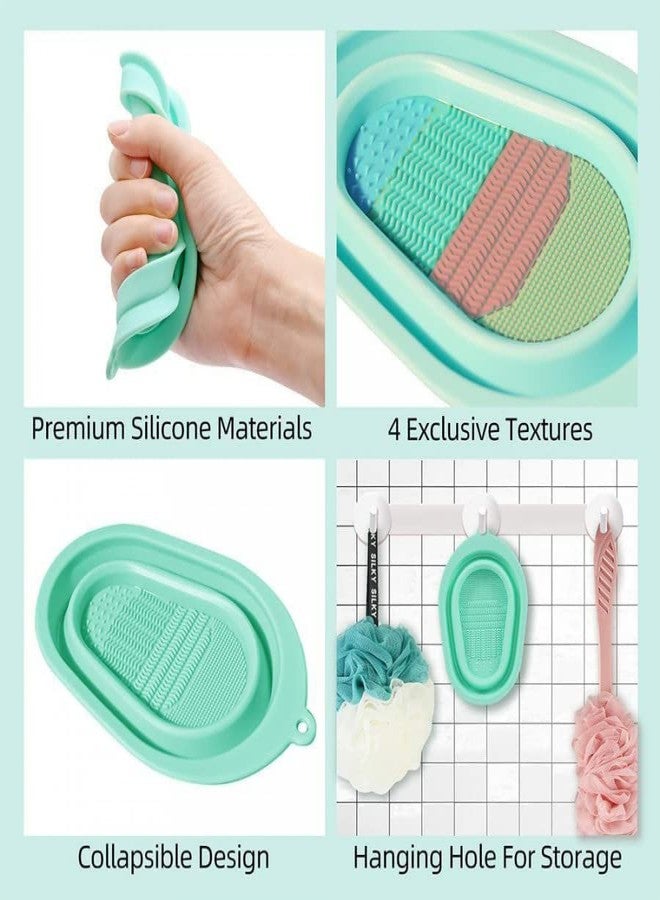 NVF Makeup Brush Cleaning Mat, Soft and Durable Silicone Cosmetic Cleaner Pad, Foldable Makeup Brush Cleaning Bowl, Portable Washing Tool Scrubber with 4 Textures - Image 5