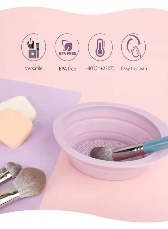 NVF Makeup Brush Cleaning Mat, Soft and Durable Silicone Cosmetic Cleaner Pad, Foldable Makeup Brush Cleaning Bowl, Portable Washing Tool Scrubber with 4 Textures - Image 3