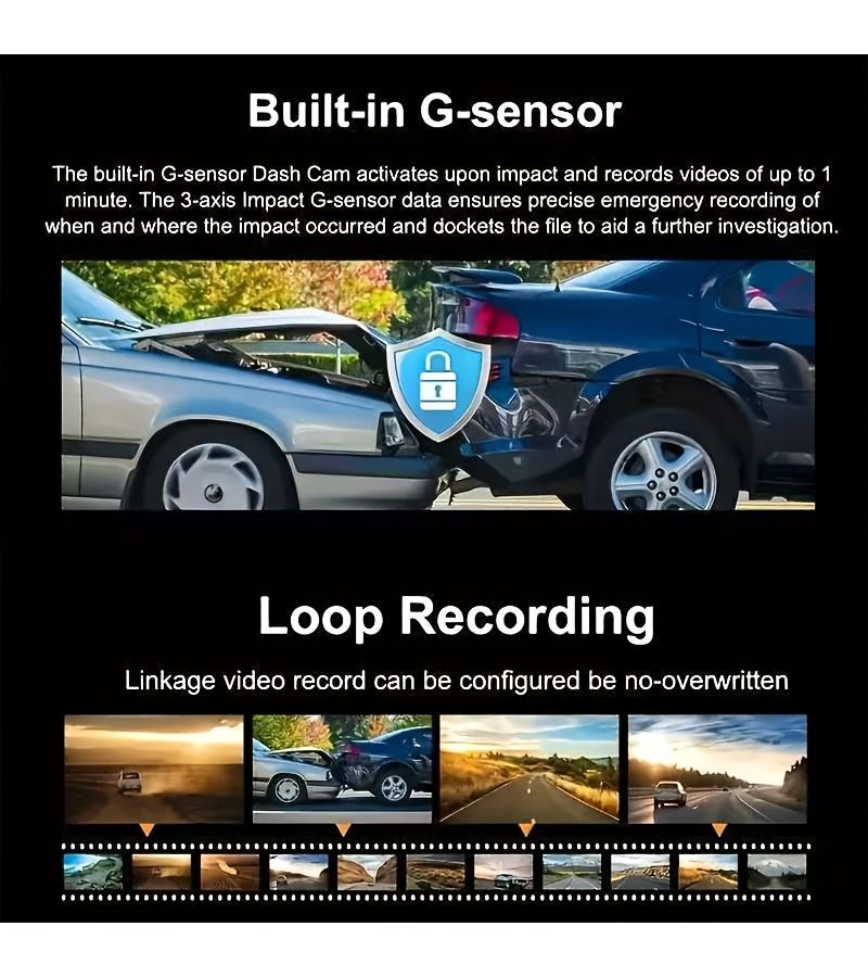 4 Lenses And 1 Screen With Same Display Simultaneous Recording Dash Cam Front Rear Left Right 1080 FHD Rotatable High Definition Night Vision 170 Degree Wide Angle - Image 3