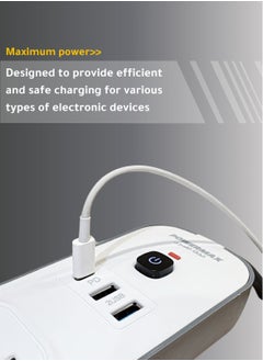 PowerMax 7-in-1 Extension Socket/ Power Strip – 4 AC Outlets, 2 USB Ports & 1 Type-C Port (3.4A) – 3-Meter Heavy-Duty Extension Cord – 2500W/13A with Fast Charging & Surge Protection – Round Design Ideal for Home, Office & Dorm Use  - Image 4