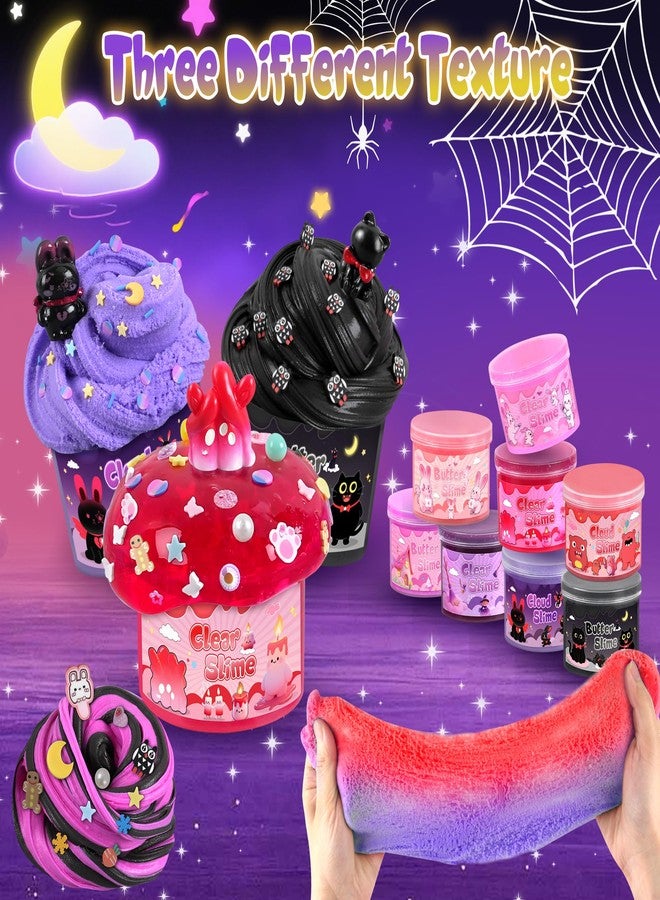 Joytry Red Black Slime Kit 8 Packs, Kids Slime Toys, Cloud, Butter Clear Slime with Cute Bunny Cat Charms, Goodie Bag Stuffers for Birthday Christmas Easter Gift - Image 3