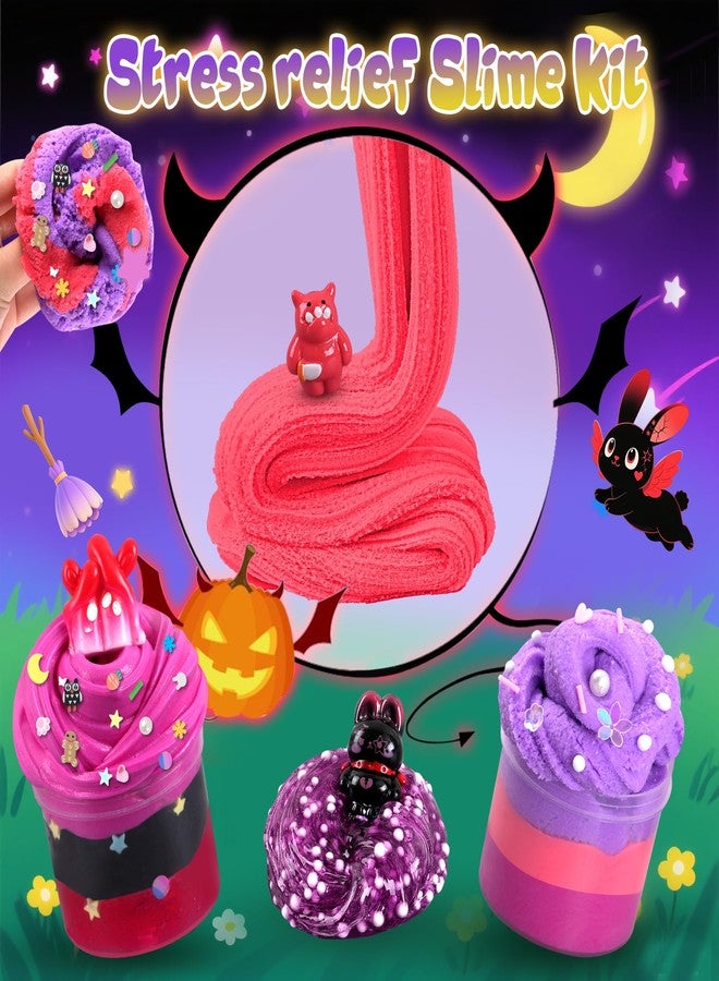 Joytry Red Black Slime Kit 8 Packs, Kids Slime Toys, Cloud, Butter Clear Slime with Cute Bunny Cat Charms, Goodie Bag Stuffers for Birthday Christmas Easter Gift - Image 4