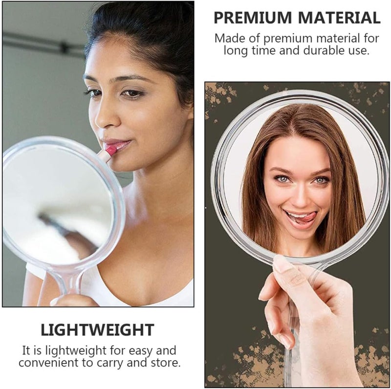 Handheld Cosmetic Mirror 2pcs Double-Sided White Vanity Mirror with Handle for Travel and Makeup Use - Image 4