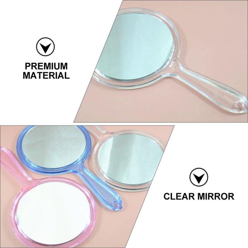 Handheld Cosmetic Mirror 2pcs Double-Sided White Vanity Mirror with Handle for Travel and Makeup Use - Image 3