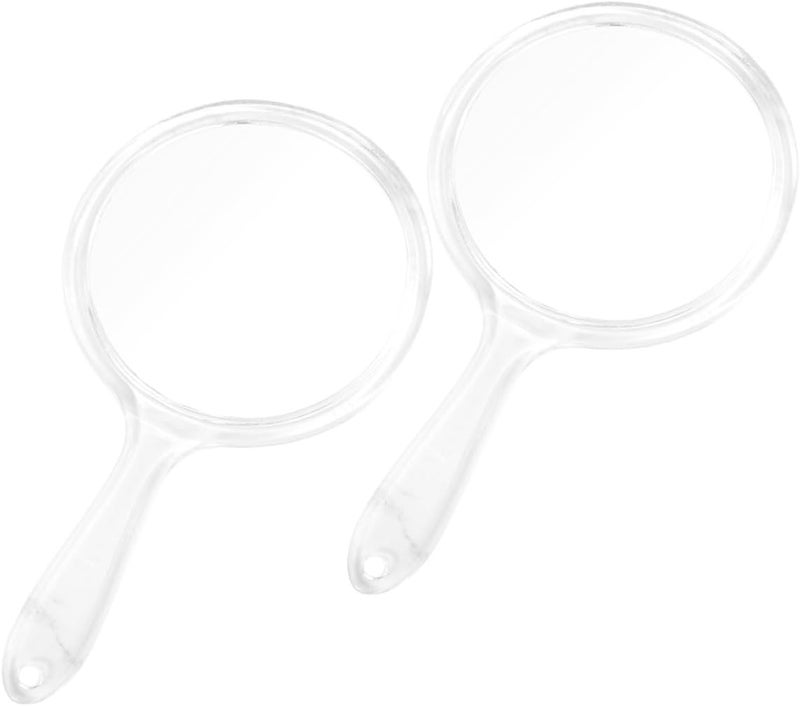 Handheld Cosmetic Mirror 2pcs Double-Sided White Vanity Mirror with Handle for Travel and Makeup Use - Image 1