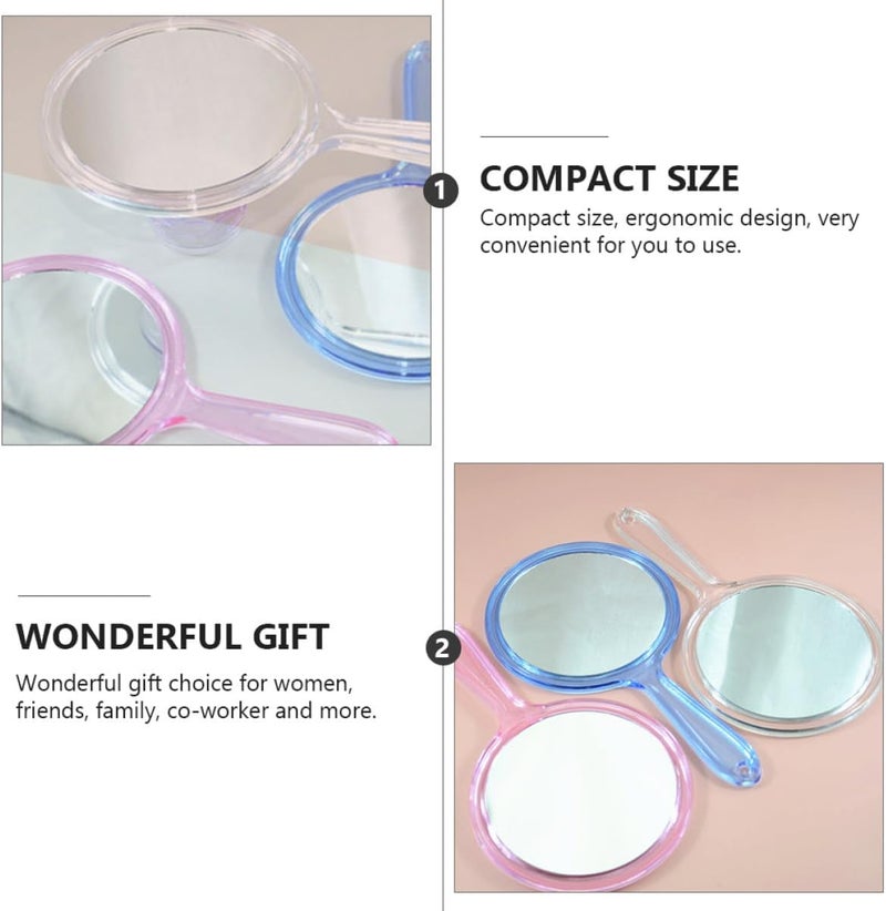 Handheld Cosmetic Mirror 2pcs Double-Sided White Vanity Mirror with Handle for Travel and Makeup Use - Image 5