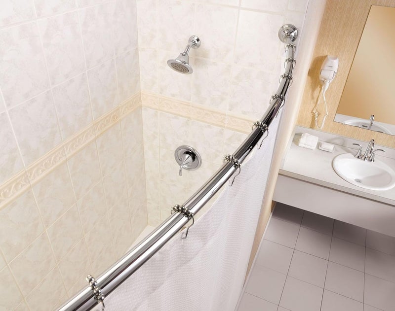 MOEN Curved Adjustable Length Fixed Mount Single Shower Curtain Rod for Bathroom, Chrome Finish, CSR2160CH - Image 4