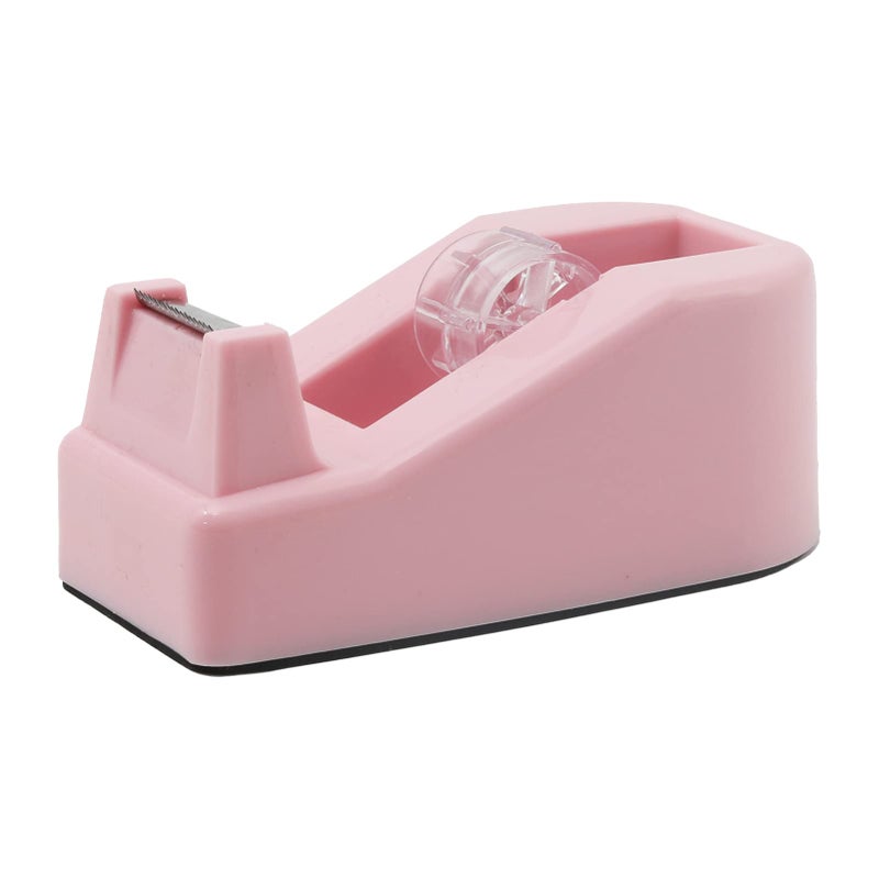 ROSEUP Desktop Tape Dispenser Heavy Duty Desk Accessories Floral Office Tape Dispensers, Weighted Non-Skid Base, Macaron Pink - Image 1