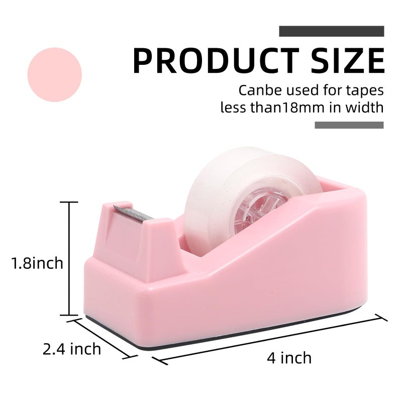 ROSEUP Desktop Tape Dispenser Heavy Duty Desk Accessories Floral Office Tape Dispensers, Weighted Non-Skid Base, Macaron Pink - Image 2