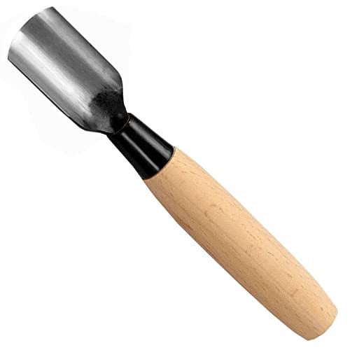KAKURI Leather Corner Punch Tool 25mm Made in Japan, Professional Leather Cutter Knife Half-Round U Gouge, Sharp Japanese Carbon Steel Blade - Image 1