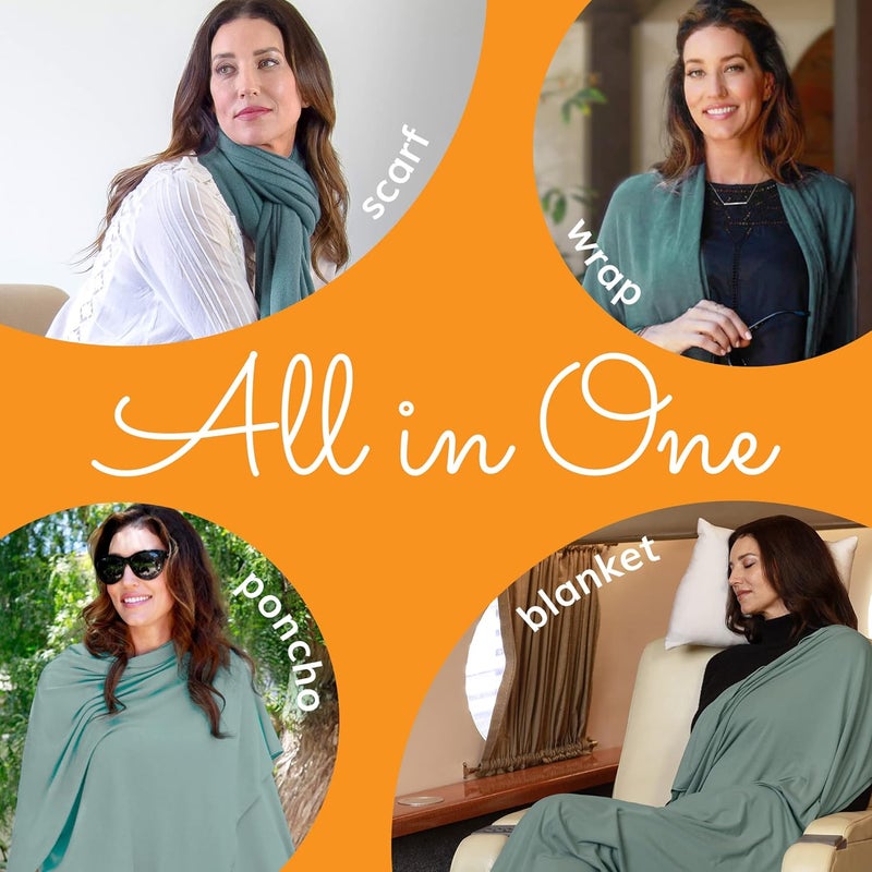Happyluxe Travel Shawl Wraps for Women - 68x35in Wrap. Lightweight Pashmina, Airplane Travel Blanket Scarf. Made In USA - Image 2
