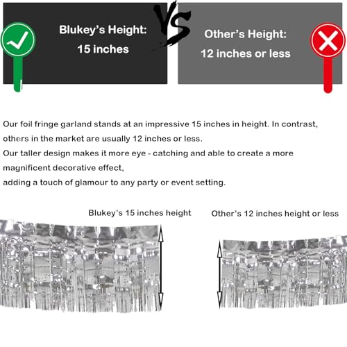 Blukey 10 Feet Long Roll Foil Fringe Garland - Pack of 3 | Shiny Metallic Tassle Banner | Ideal for Parade Floats, Bridal Shower, Wedding, Birthday | Wall Hanging Fringe Garland Banner (Silver) - Image 4