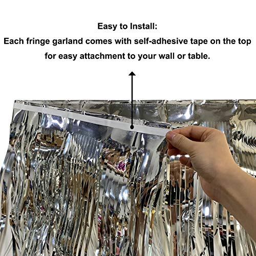 Blukey 10 Feet Long Roll Foil Fringe Garland - Pack of 3 | Shiny Metallic Tassle Banner | Ideal for Parade Floats, Bridal Shower, Wedding, Birthday | Wall Hanging Fringe Garland Banner (Silver) - Image 5