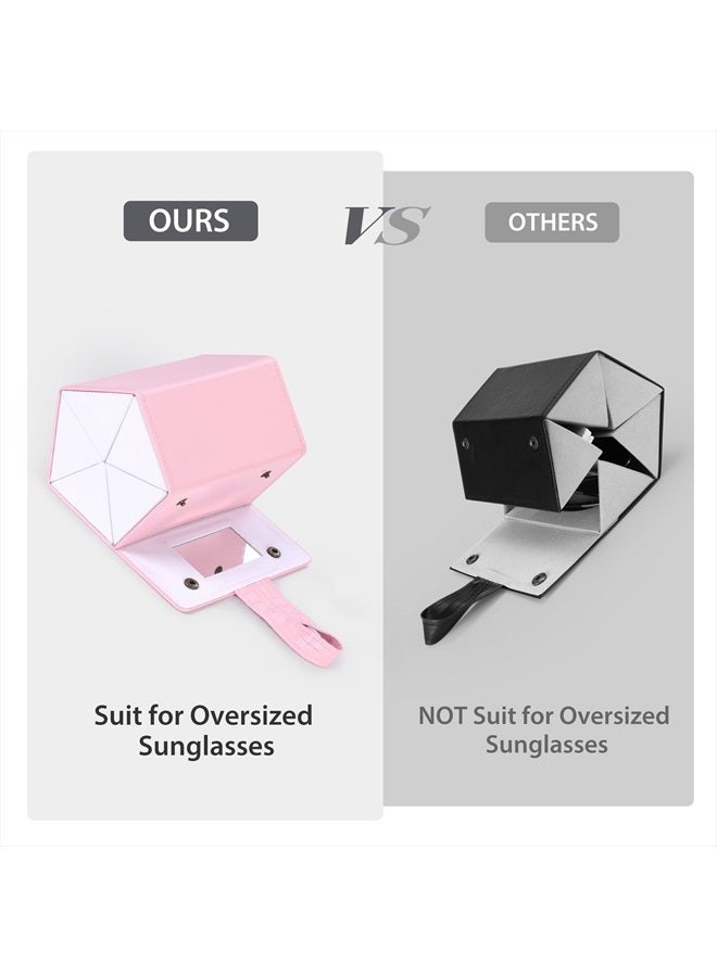Muf Sunglass Case Organizer with 5 Slots,Sunglass Travel Case for Multiple Pairs,Upgraded Sunglass Organizer with Mirror & Strap,Portable Eye Glass Carry Case,Suit for Oversized Sunglass,Light Pink  - Image 4