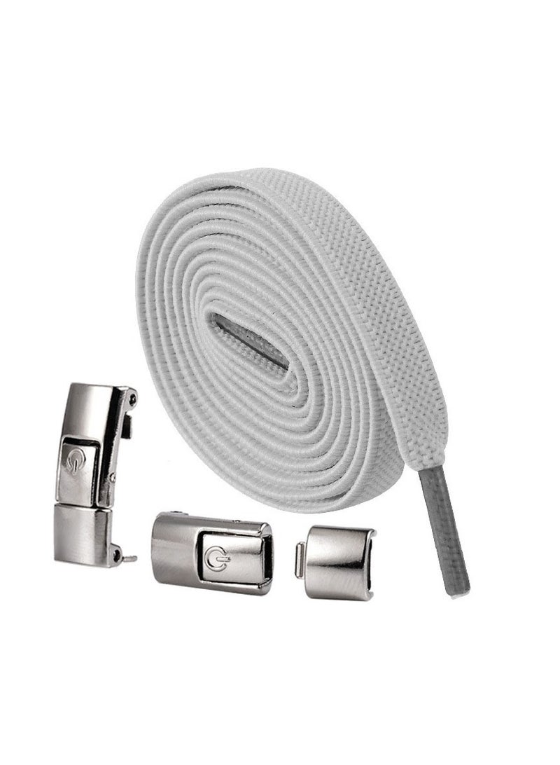 أربطة أحذية مسطحة مسطحة بدون أربطة مع مشبك معدني ملون للكبار الأطفال أربطة أحذية بدون أربطة