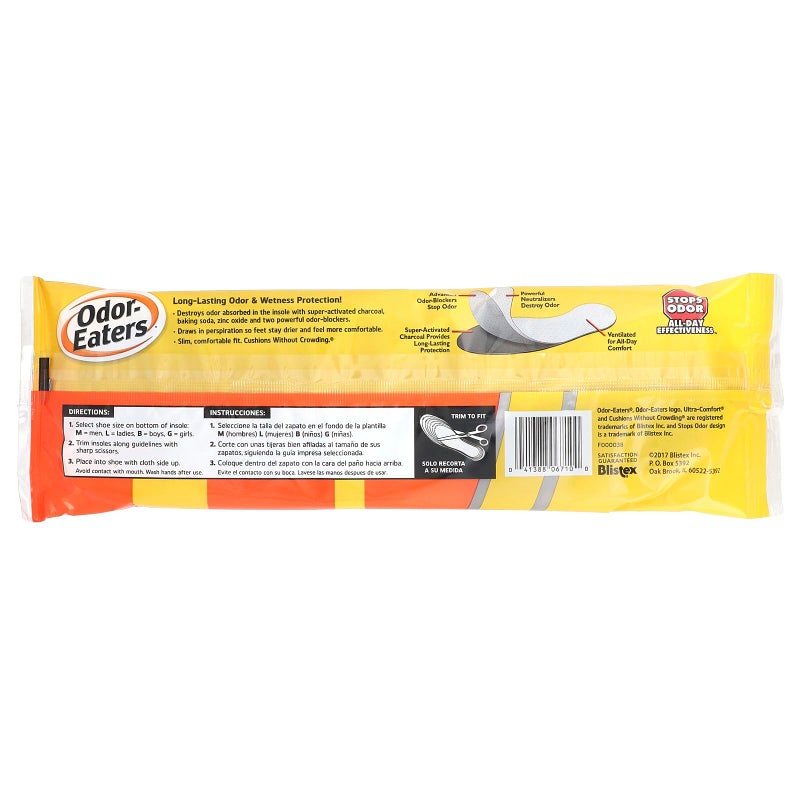 Odor-Eaters Ultra Comfort Insoles, Slim Fit with Activated Charcoal, Odor Destroying Protection, One Size Fits Most,(Pack of 3, Total 9 Pairs) - Image 2