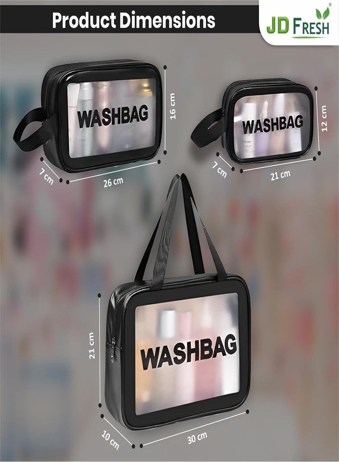ALCY 3 Pieces Transparent Makeup Organizer Pouches/Makeup Bag for Women/Cosmetic Pouch/Toiletry Kit Bag for Travel(Black/Large-Medium-Small) - Image 5