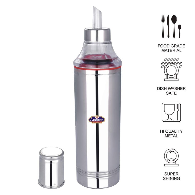 Apeiron Stainless Steel Nozzle Oil Dispenser 1000 ml Cooking Oil Oil Dropper Leak Proof Silver Pack of 2 - Image 2