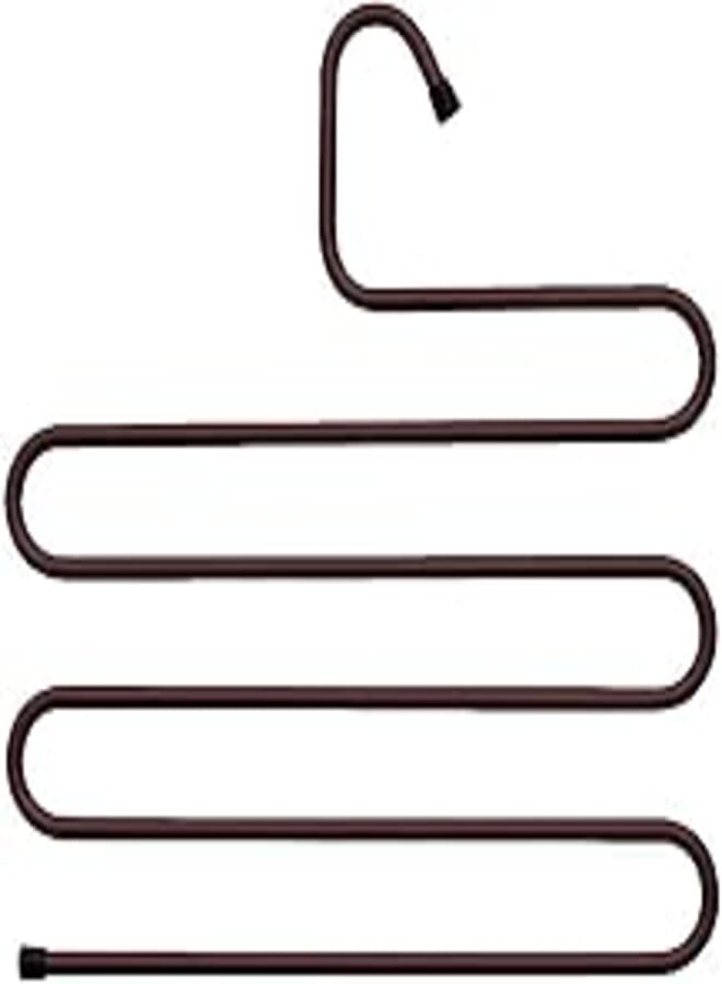 Multi function metal hanger for hanging pants and other use brown 