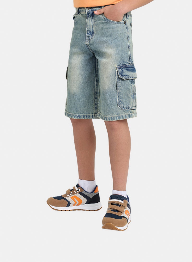 Junior Boys Cargo Denim Short - Image 2