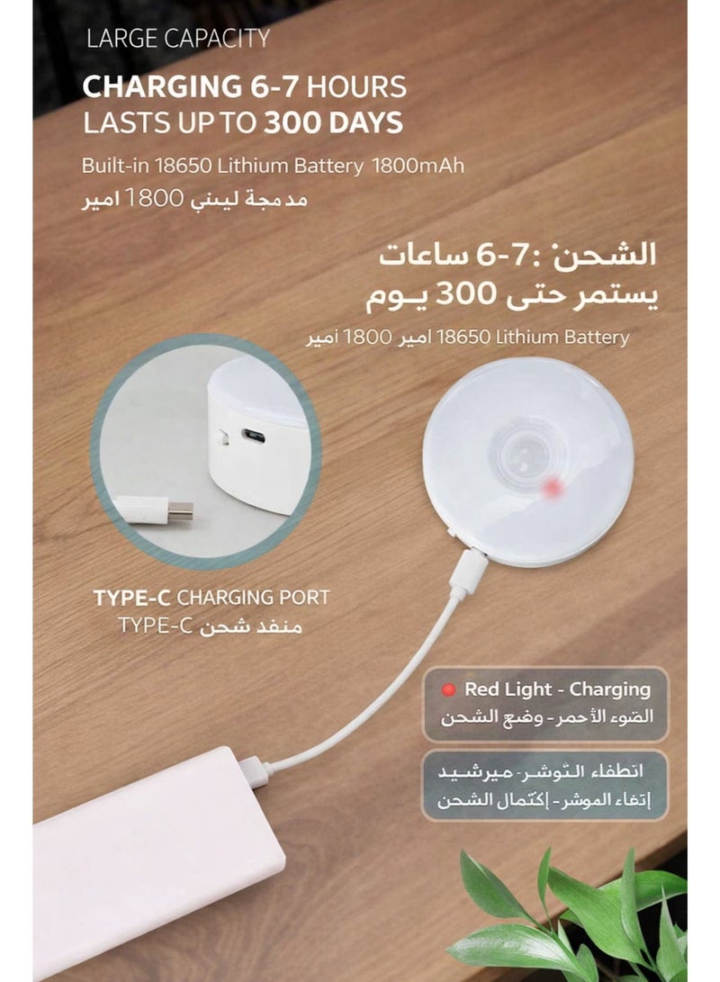2-in-1 Motion Sensor Wall Light & Directional Spotlight, Night Light Switchable Dual Mode, Magnetic Mount, USB-C Rechargeable (White light) - Image 5