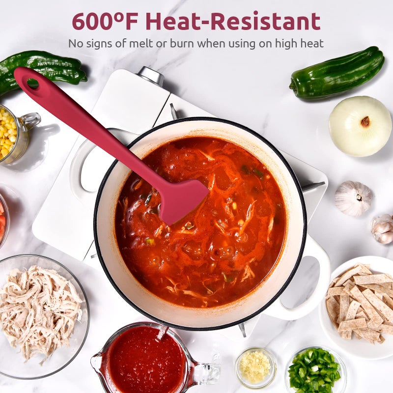 U-Taste 14in Extra Large Silicone Spatula: U-Taste 600F Heat Resistant Flexible Silicon Mixing Stirring Cooking Scraping Baking Bowl Scraper Seamless Spreader for Kitchen Nonstick Cookware (Red) - Image 3