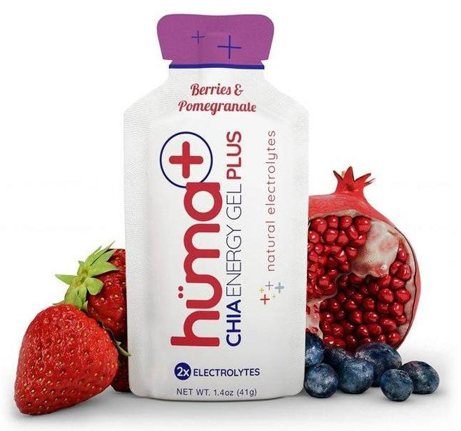 Huma Energy Gel Plus Berries & Pomegranate 9 count x 41g 21gr Carbs 240mg Sodium 2x Electrolytes All Natural Vegan Gluten Free Caffeine Free No Stomach Problems Easy Digestion - Pack of 9 - Image 1