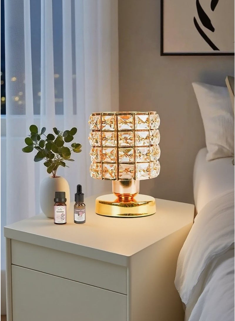 Luxury Crystal Flush Mount Ceiling Light, Gold Modern LED Ceiling Lamp for Living Room Bedroom Hallway, Elegant Cylinder - Shape Crystal Chandelier Lighting Fixture - Image 5