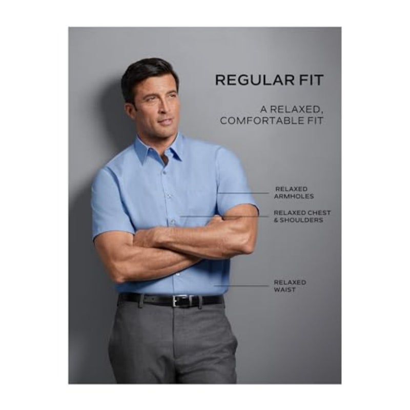 mens Short Sleeve Poplin Solid Point Collar Dress Shirt Dress Shirt pack of 1 - Image 5