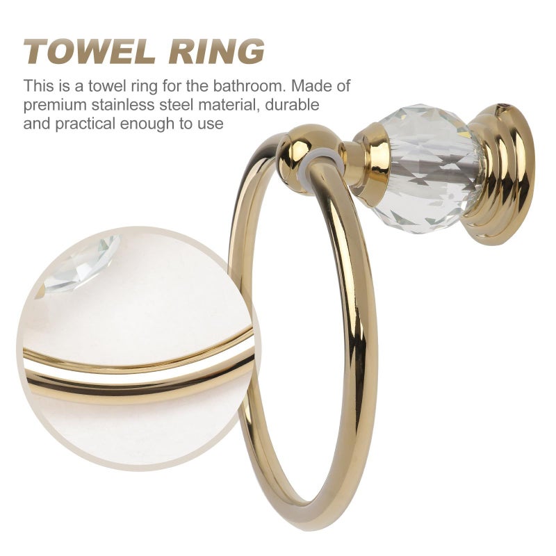Stainless Steel Golden Round Towel Ring Bathroom Holder Accessories - Image 4