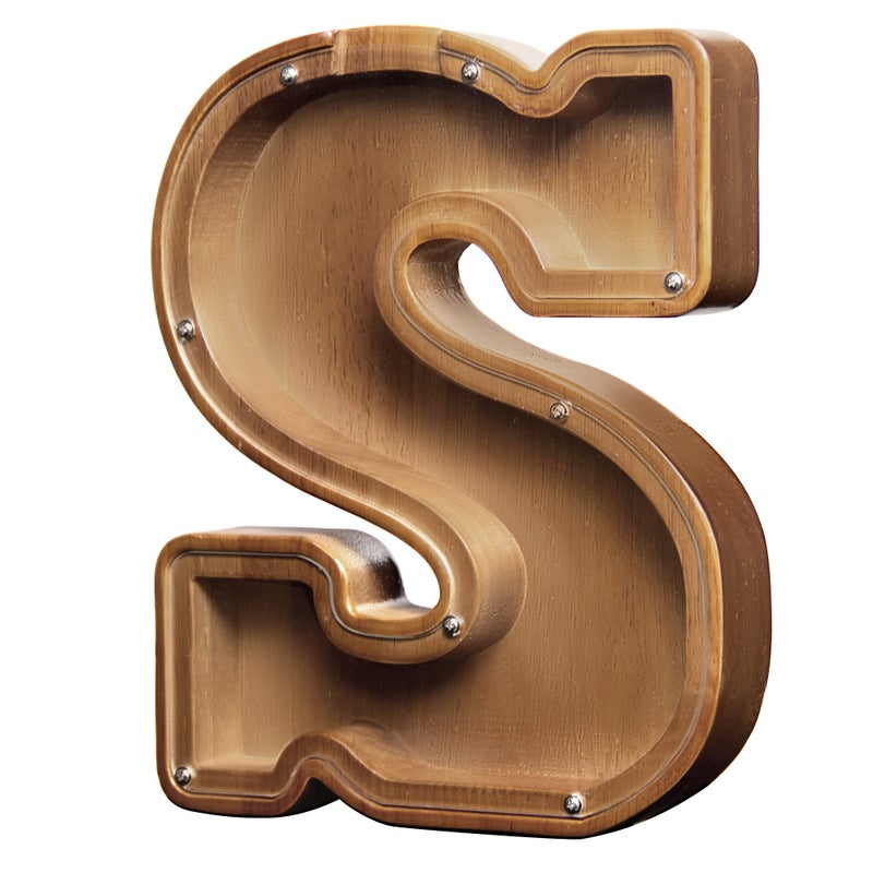 AORCMITN Large Wooden Letter Coin Personalized Piggy Bank for Boys Girls Kids Toddler Adults Money Bank Best Gift for Friends 92 InchS - Image 2
