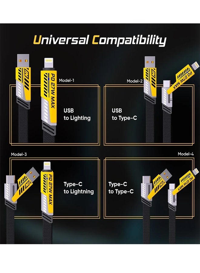 آي كروز كابل شحن سريع iCruze 4 في 1 بقدرة 65 واط | USB، Type-C وLightning | سلك مضفر | 1 متر | دعم PD مزدوج - Image 3