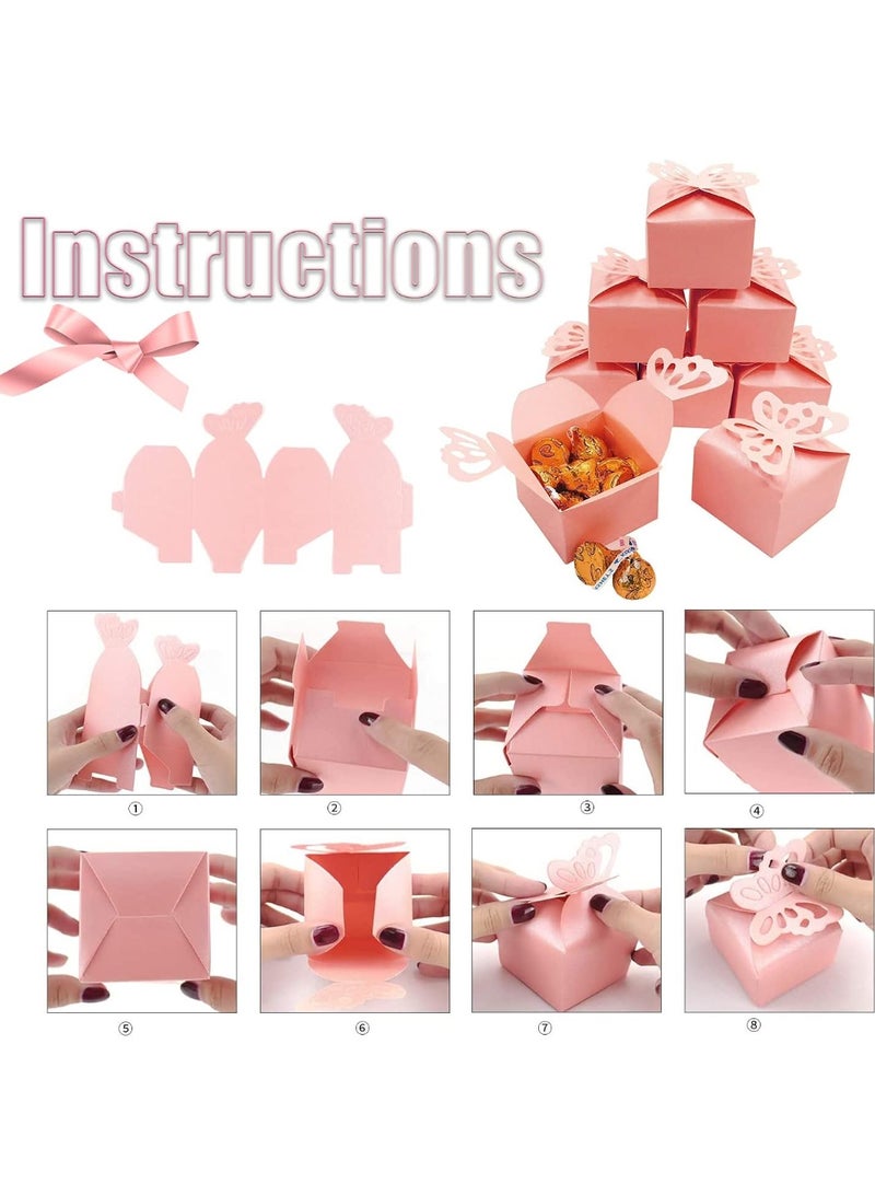 jaexest 100 PCS Butterfly Boxes – Pearlly Pink Butterfly Gift Box – Perfect for Engagement Parties, Birthday Parties, Anniversaries, and Holiday Gatherings – Elegant Favor Boxes - Image 3