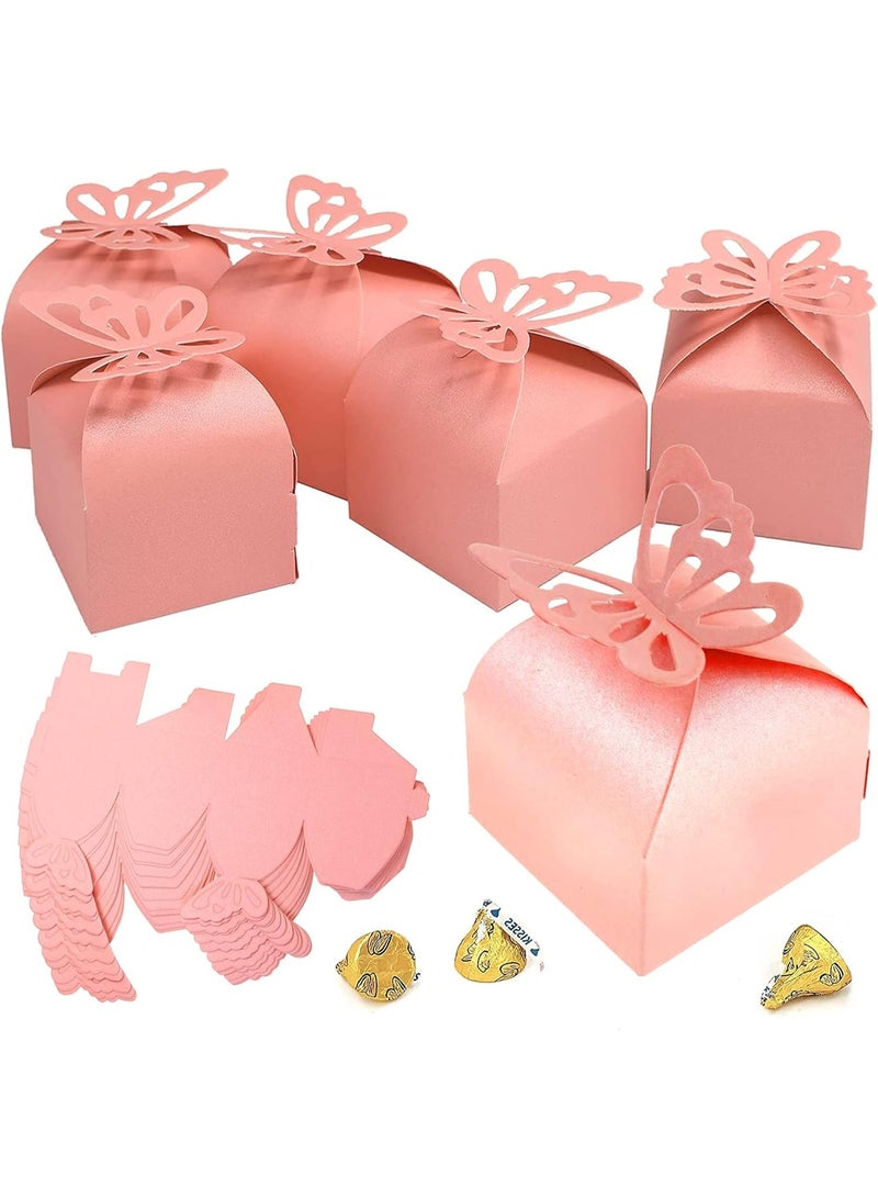 jaexest 100 PCS Butterfly Boxes – Pearlly Pink Butterfly Gift Box – Perfect for Engagement Parties, Birthday Parties, Anniversaries, and Holiday Gatherings – Elegant Favor Boxes - Image 1