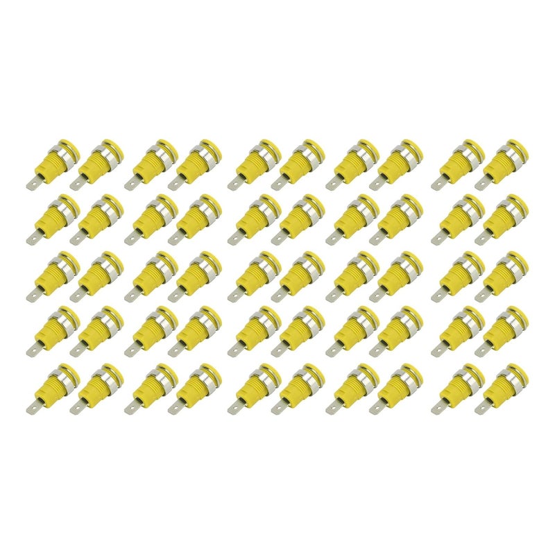Banana Socket 4mm High Current Electrical Test Accessories Type 2 Yellow 50Pcs Long Service Life Excellent Transmission - Image 1