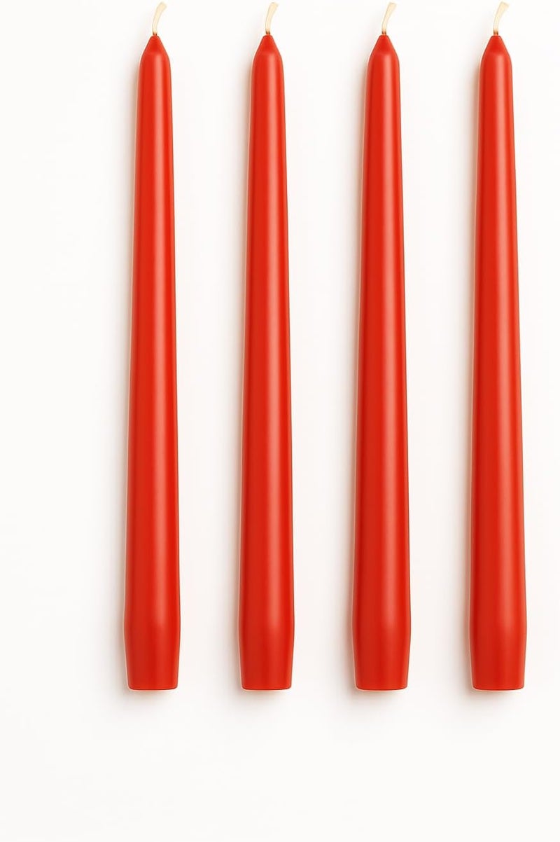 Dinil Red Taper Candles – 10 Inch Tapered Candles Set of 4 – Unscented Taper Candles – Decorative Long Candlesticks for Decoration, Festival, Dinner, Party – Long Burning Time – Red - Image 1