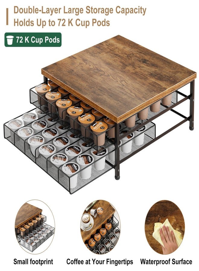 BSTSLL Coffee Pod Drawer Holder for K Cup Storage Drawer Holder, 2-Tier Coffee Pod Holder For Counter, 72 Capacity Pods Storage Organizer Cups Capsule for Coffee Station Black - Image 5