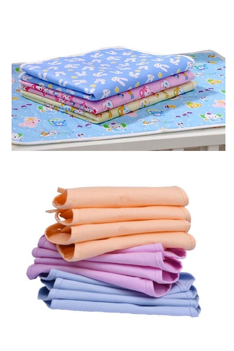 Nonibud Babys Plastic and Cotton Foam Cushioned Baby Waterproof Sheets 06 Months 60x45cm Assorted Pack of 4 12 Pcs CottonNappy