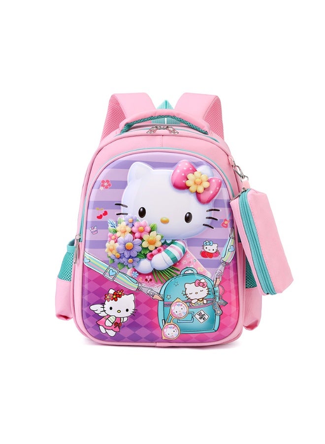 هالو كيتي مرحبا كيتي المدرسة الابتدائية المدرسية 3 د هارد شل الأطفال مقاوم للماء على ظهره الكرتون على ظهره مقلمة قطعتين مجموعة - Image 1