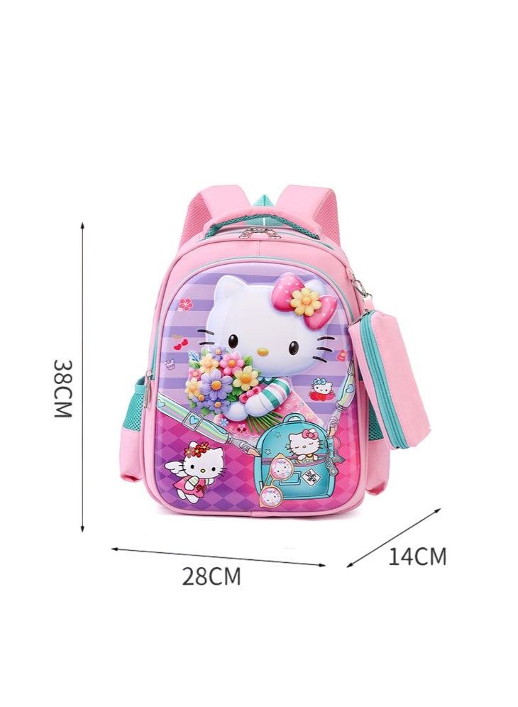 هالو كيتي مرحبا كيتي المدرسة الابتدائية المدرسية 3 د هارد شل الأطفال مقاوم للماء على ظهره الكرتون على ظهره مقلمة قطعتين مجموعة - Image 2