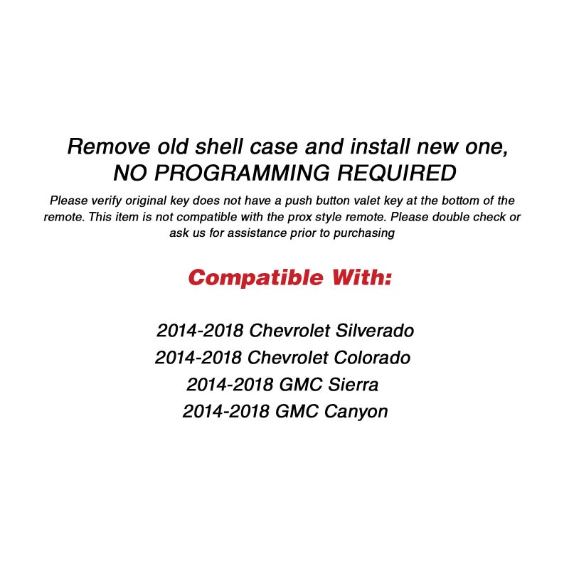 KeylessOption Keyless Entry Remote Control Car Key Fob Case Shell Button Pad Outer Cover for GMC Chevy M3N-32337100 (Pack of 2) - Image 4