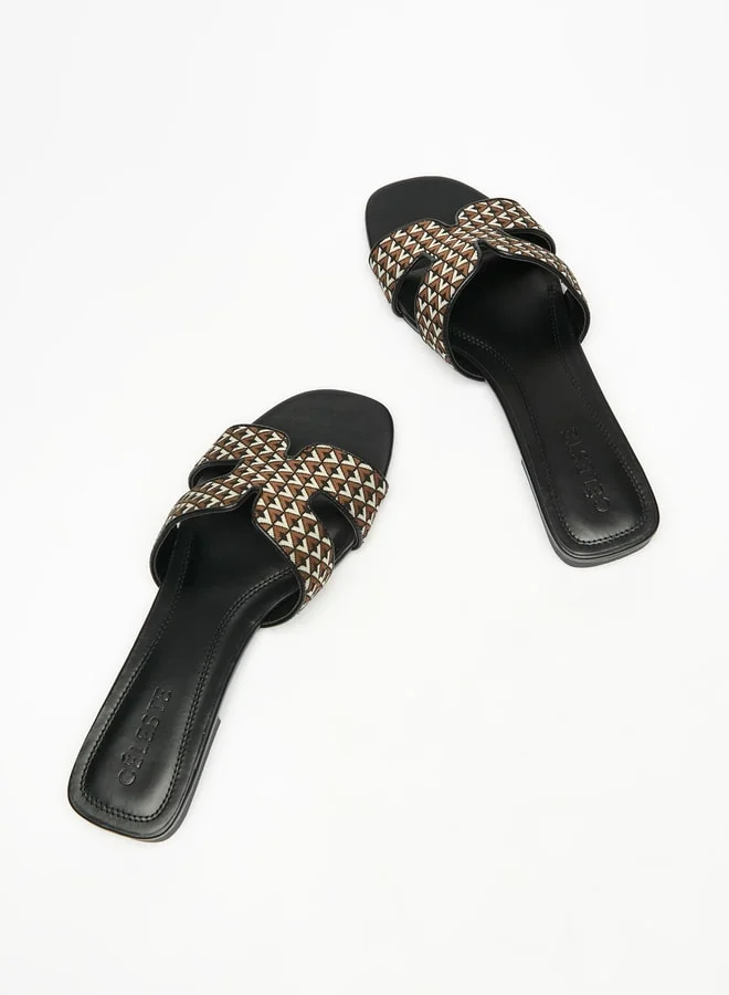 سيليست Women Textured Open Toe Slip On Sandals