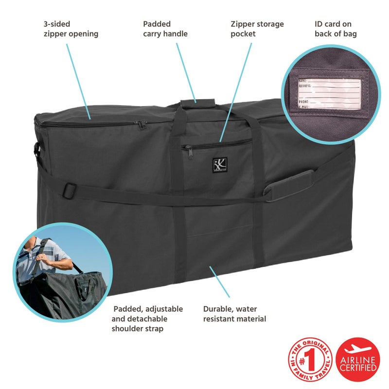 J.L. Childress Standard & Dual Stroller Bag - Travel Bag for Airplane, Fits Most Single & Double Baby Strollers, Airport Accessories for Gate or Baggage Check, Adjustable Strap - X-Large, Unpadded - Image 2